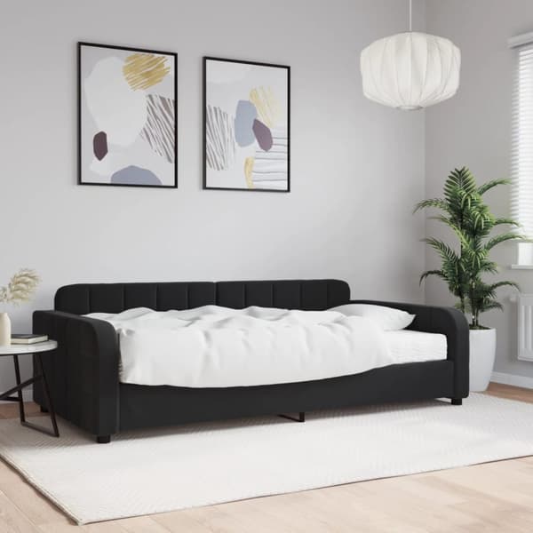 Dagbädd med madrass svart 100x200 cm sammet