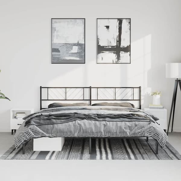 Sängram med huvudgavel metall svart 193x203 cm