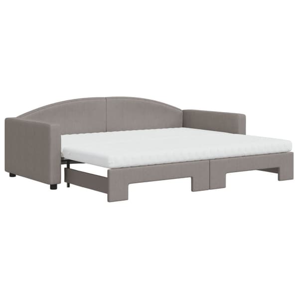 Dagbädd utdragbar med madrasser taupe 90x200 cm tyg