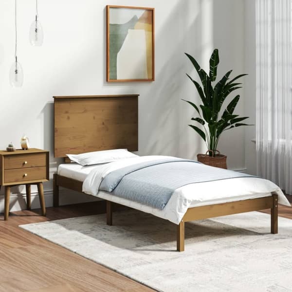 Sängram honungsbrun massiv furu 100x200 cm enkelsäng