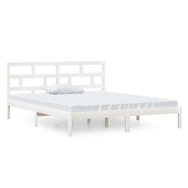 Sängram massiv furu 120x190 cm vit