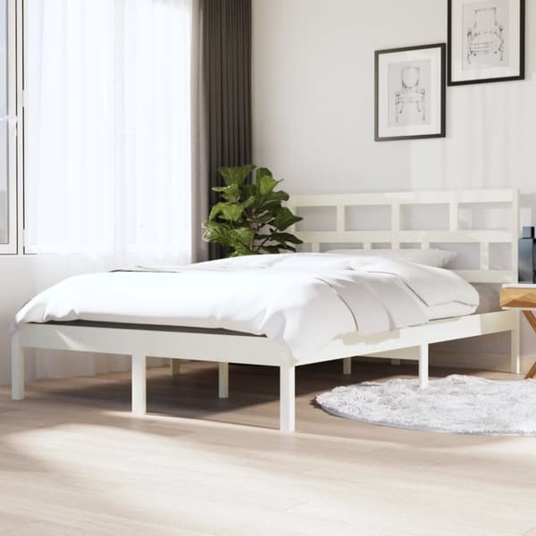 Sängram massiv furu 120x190 cm vit