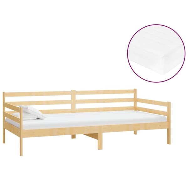 Dagbädd med madrass 90x200 cm massiv furu