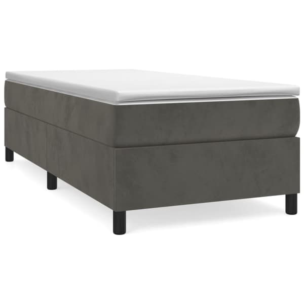 Ramsäng med madrass mörkgrå 90x200 cm sammet