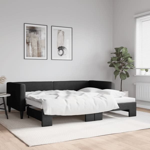 Dagbädd utdragbar svart 90x200 cm tyg