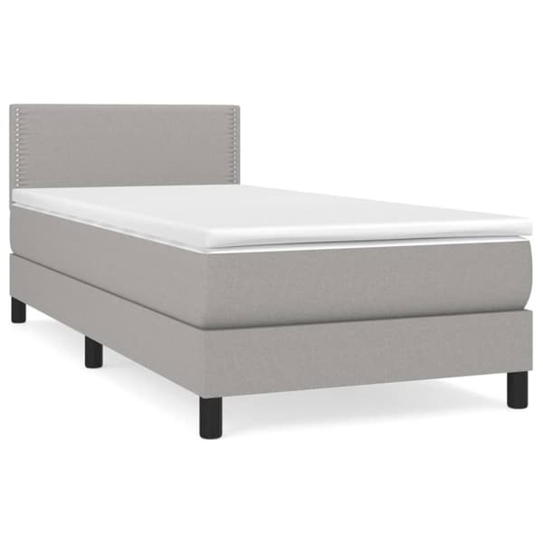 Ramsäng med madrass ljusgrå 100x200 cm tyg
