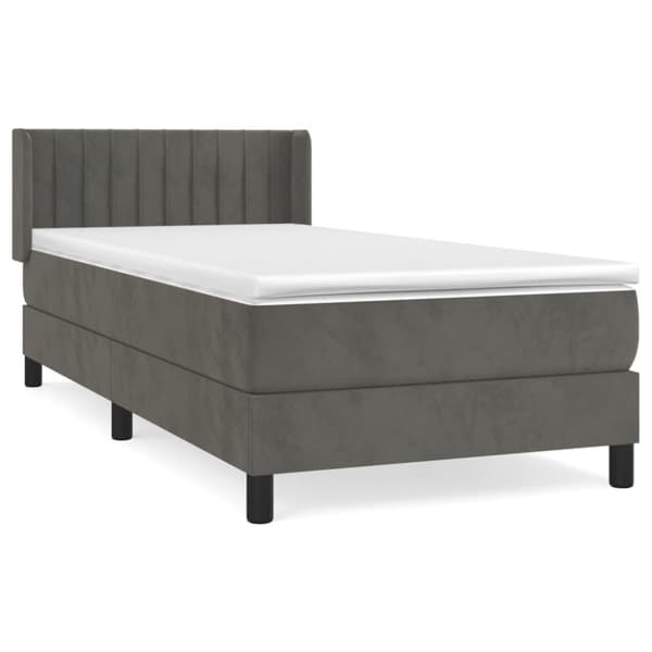 Ramsäng med madrass mörkgrå 100x200 cm sammet