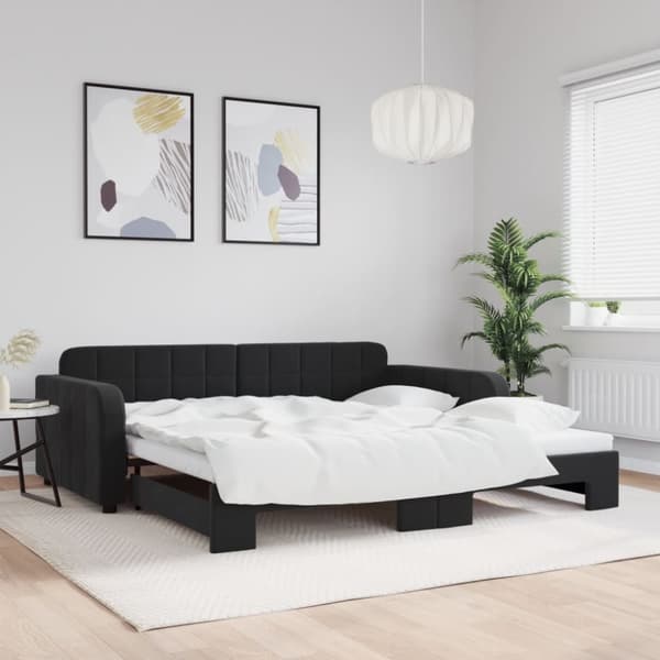Dagbädd utdragbar svart 100x200 cm sammet