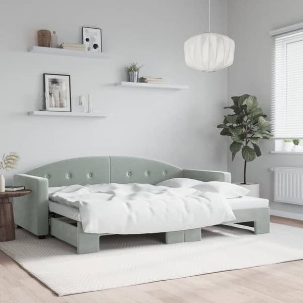 Dagbädd utdragbar ljusgrå 80x200 cm sammet