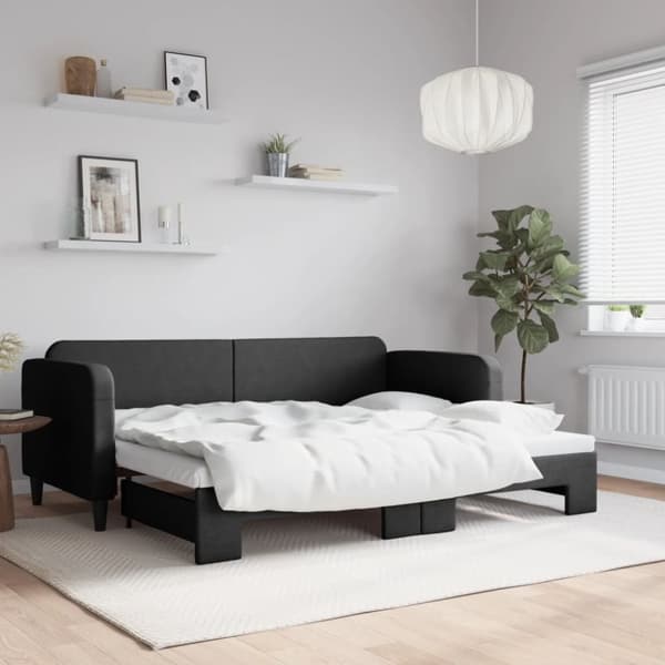 Dagbädd utdragbar svart 80x200 cm tyg