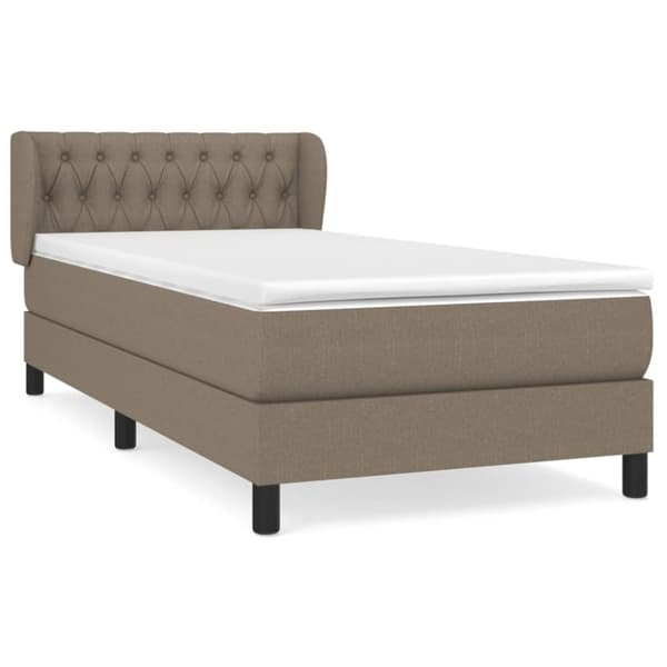 Ramsäng med madrass taupe 90x200 cm tyg