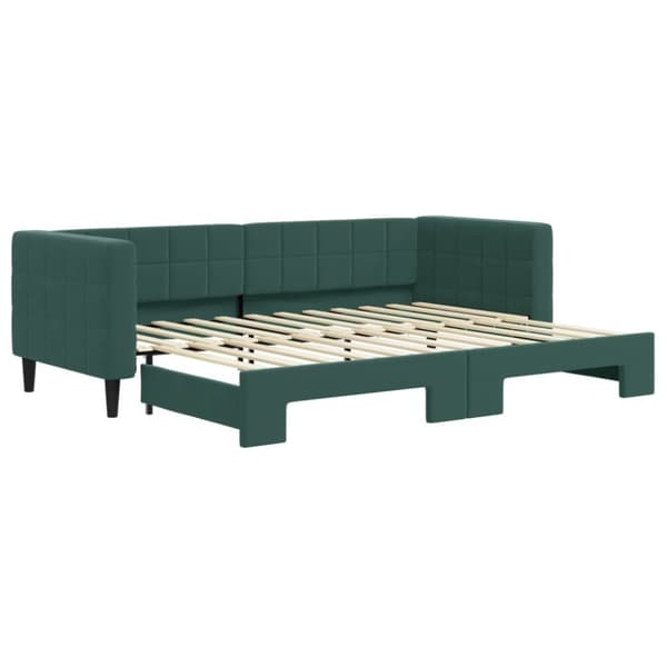 Dagbädd utdragbar mörkgrön 80x200 cm sammet