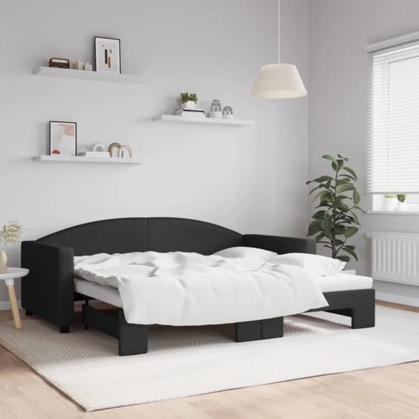 Dagbädd utdragbar svart 90x190 cm tyg