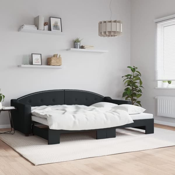 Dagbädd utdragbar svart 80x200 cm tyg