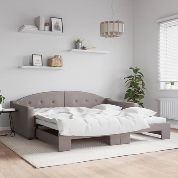 Dagbädd utdragbar taupe 100x200 cm tyg