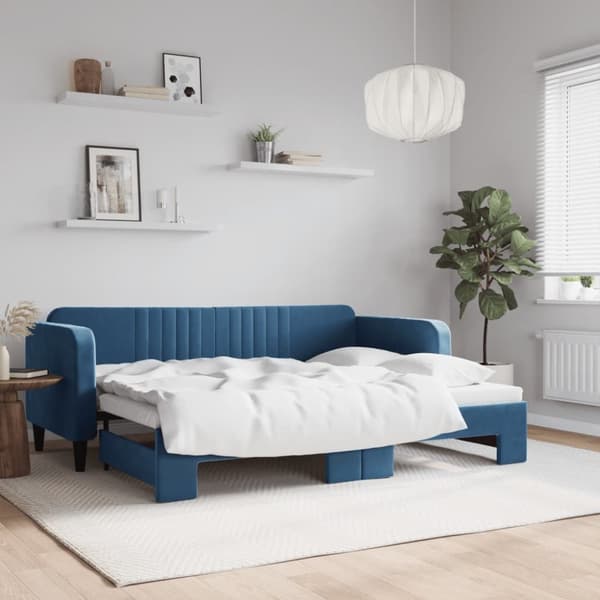 Dagbädd utdragbar blå 80x200 cm sammet