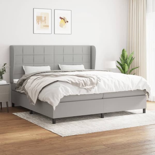 Ramsäng med madrass ljusgrå 200x200 cm tyg