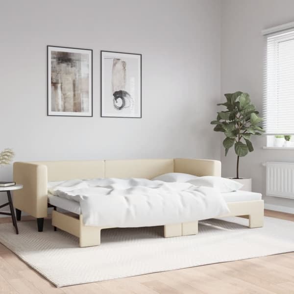 Dagbädd utdragbar gräddvit 80x200 cm tyg