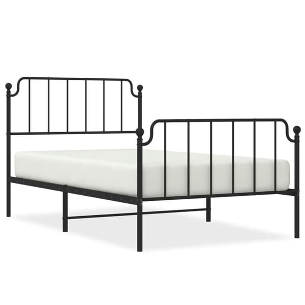 Sängram med huvudgavel och fotgavel svart metall 107x203 cm