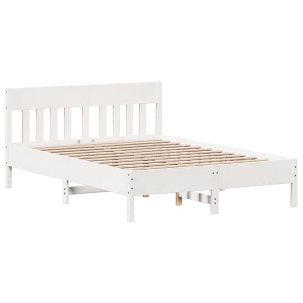 Sängram utan madrass vit 135x190 cm massiv furu