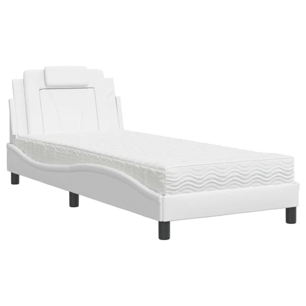 Säng med madrass vit 90x190 cm konstläder
