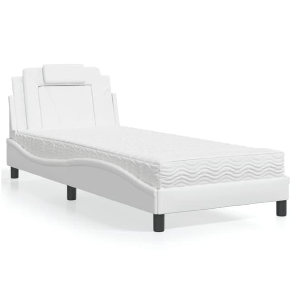 Säng med madrass vit 90x190 cm konstläder