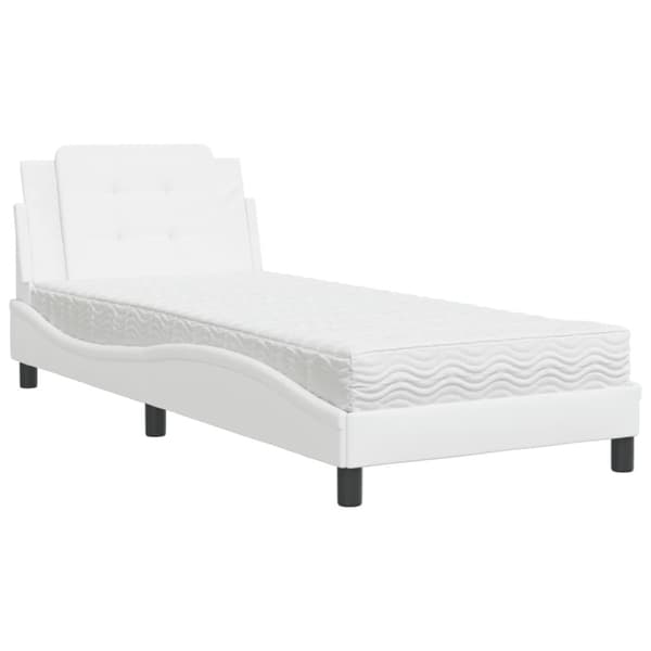 Säng med madrass vit 90x190 cm konstläder