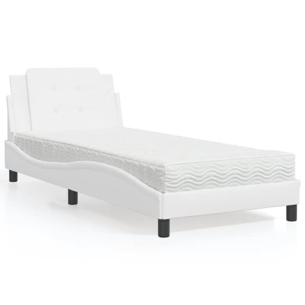 Säng med madrass vit 90x190 cm konstläder