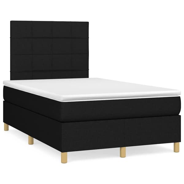 Ramsäng med madrass & LED svart 120x190 cm tyg