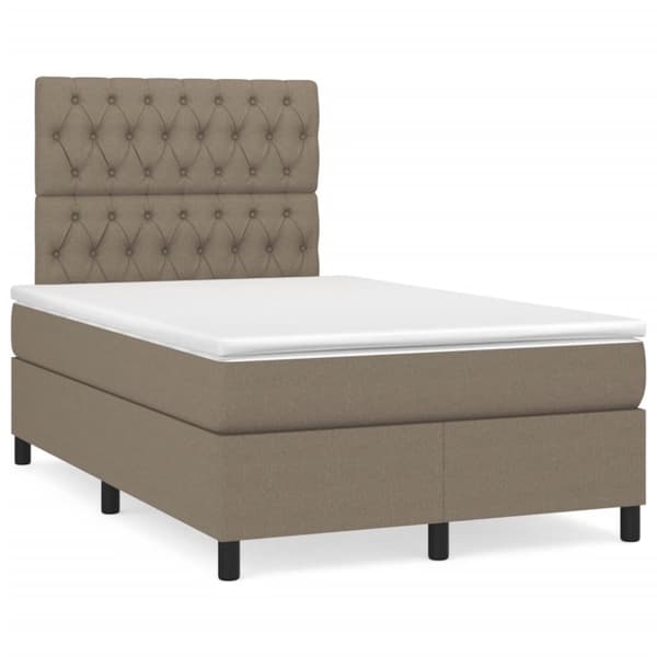 Ramsäng med madrass taupe 120x190 cm tyg