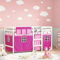 Miniatyrbild 1 av 2: Loftsäng med rutschkana rosa 80x200 cm massiv furu