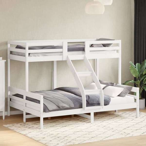 Våningssäng 90x200/140x200 cm vit massiv furu