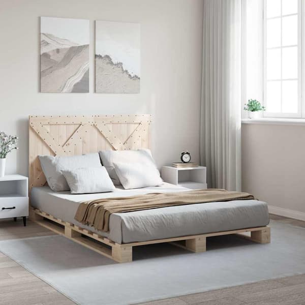 Sängram med huvudgavel 140x200 cm massiv furu