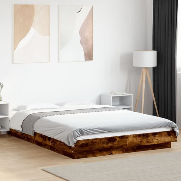 Sängram rökfärgad ek 140x200 cm konstruerad trä
