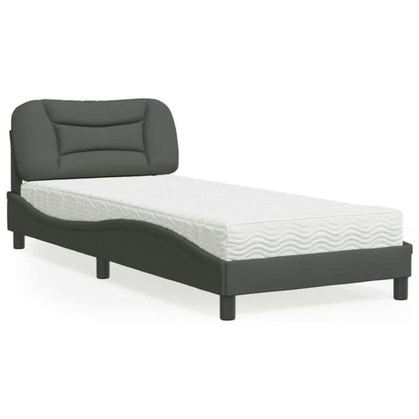 Säng med madrass mörkgrå 80x200 cm tyg