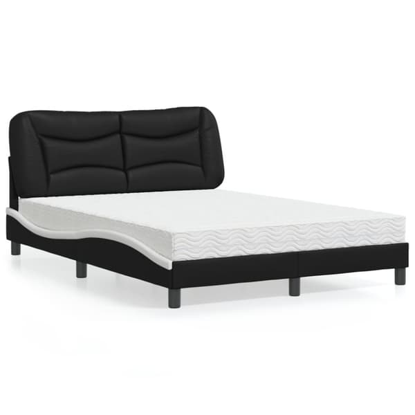 Säng med madrass svart och vit 120x200 cm konstläder