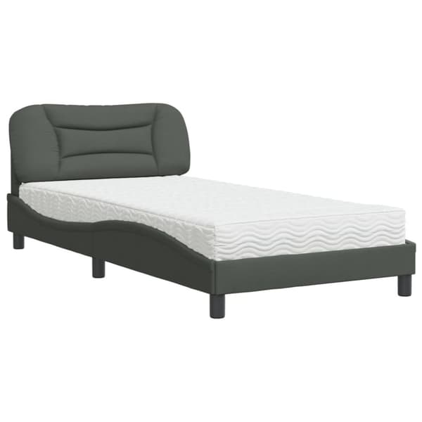 Säng med madrass mörkgrå 100x200 cm tyg