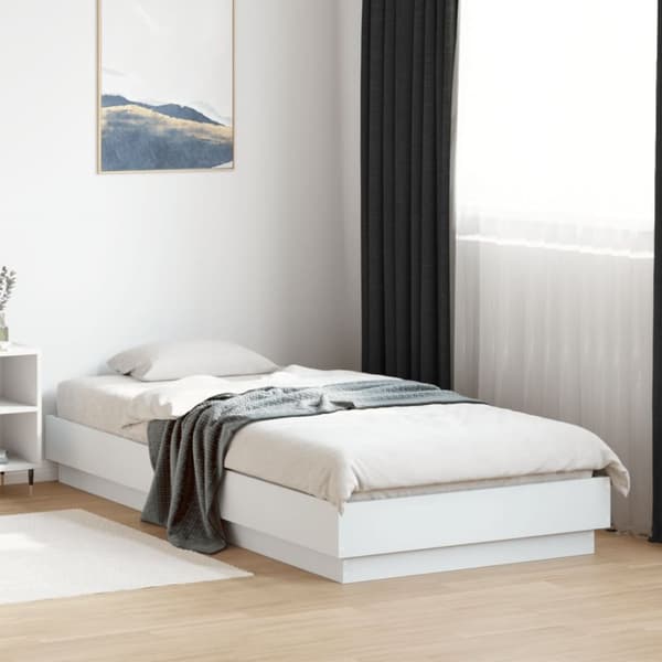 Sängram vit 90x200 cm konstruerat trä