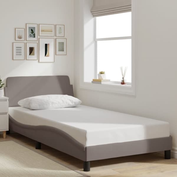 Sängram utan madrass taupe 100x200 cm tyg