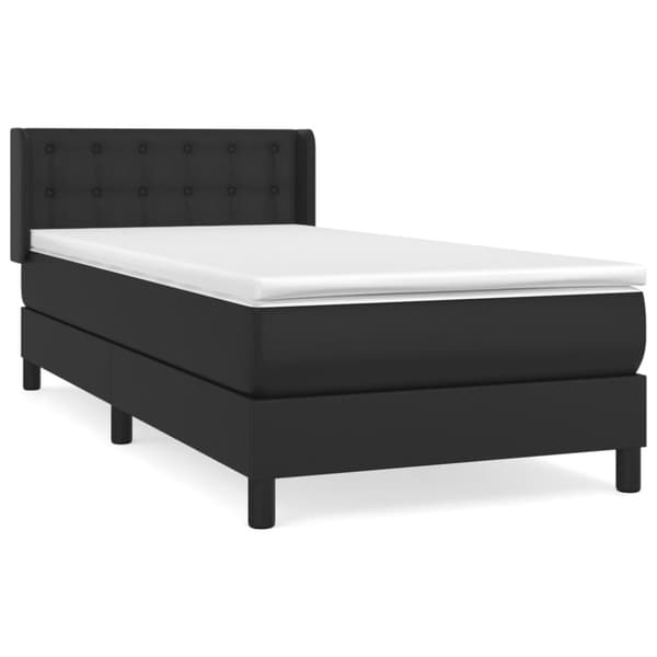 Ramsäng med madrass svart 80x200 cm konstläder
