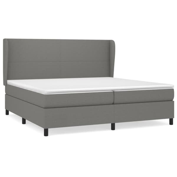 Ramsäng med madrass mörkgrå 200x200 cm tyg