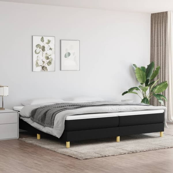 Sängram utan madrass svart 200x200 cm tyg