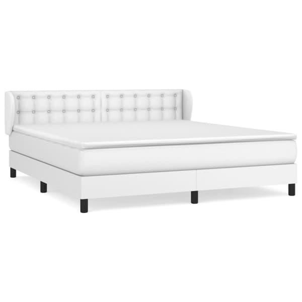 Ramsäng med madrass vit 160x200 cm konstläder