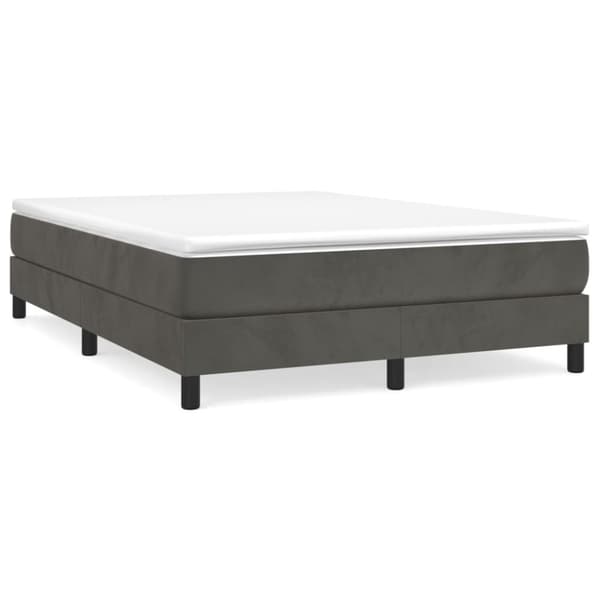 Ramsäng med madrass mörkgrå 140x190 cm sammet