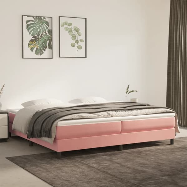 Ramsäng med madrass rosa 200x200 cm sammet