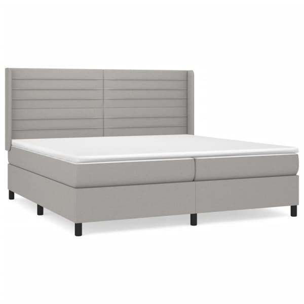 Ramsäng med madrass ljusgrå 200x200 cm tyg