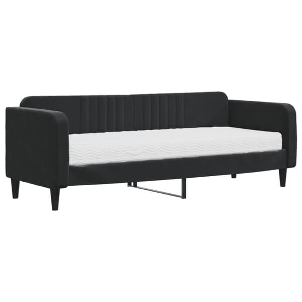 Dagbädd med madrass svart 80x200 cm sammet