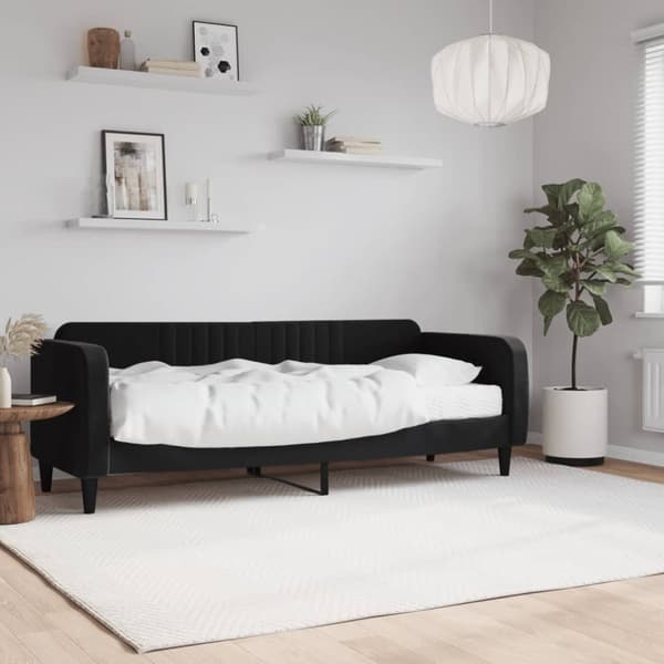 Dagbädd med madrass svart 80x200 cm sammet