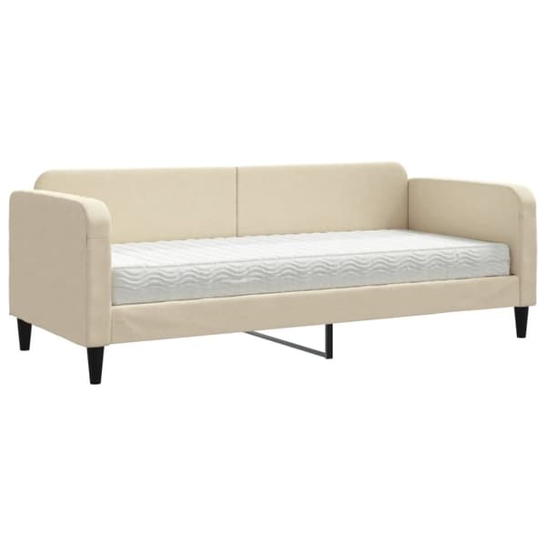 Dagbädd med madrass beige 80x200 cm tyg