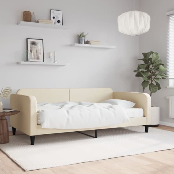 Dagbädd med madrass beige 80x200 cm tyg